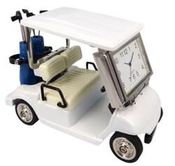 C3570WH - White Golf Cart Mini Clock