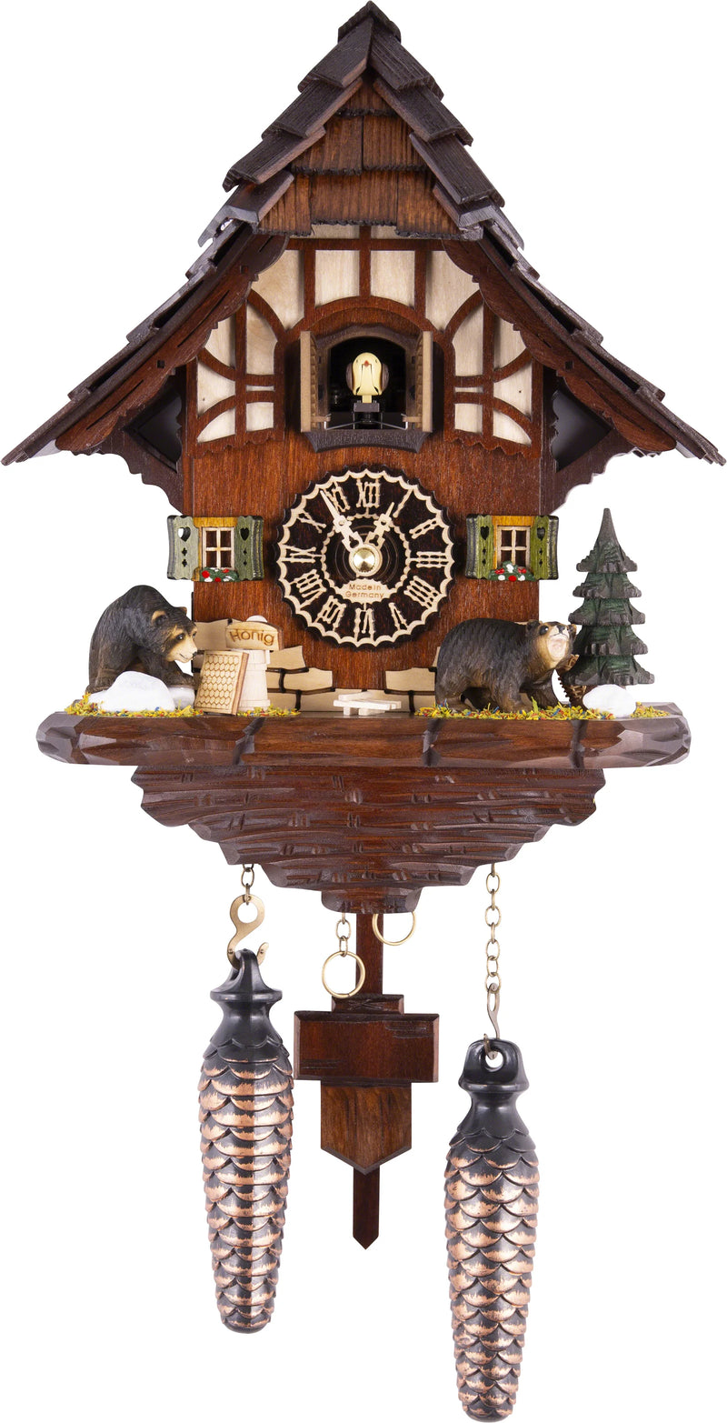 KU4201QM - Quartz Musical Chalet with Bears & Tree