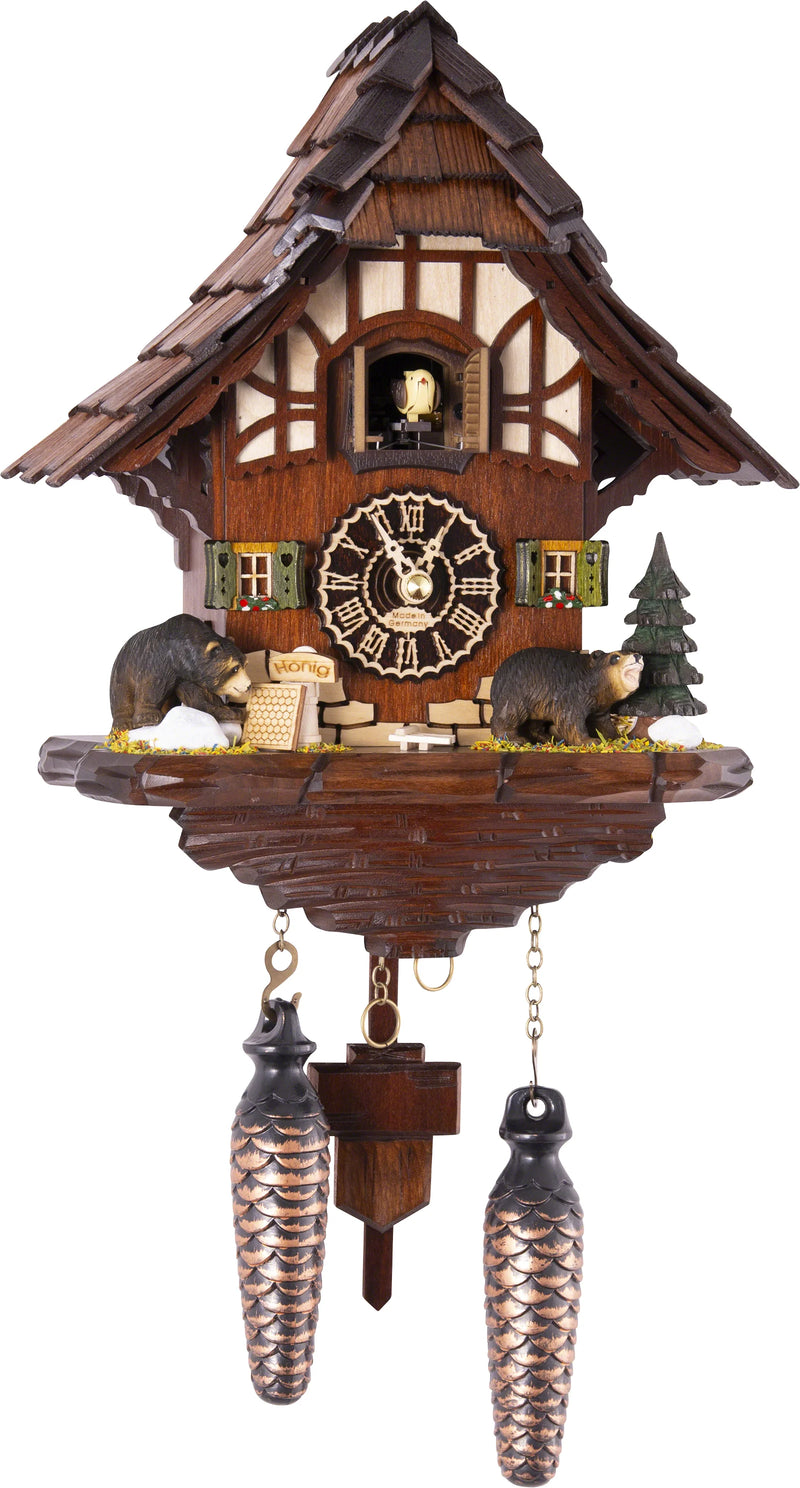 KU4201QM - Quartz Musical Chalet with Bears & Tree