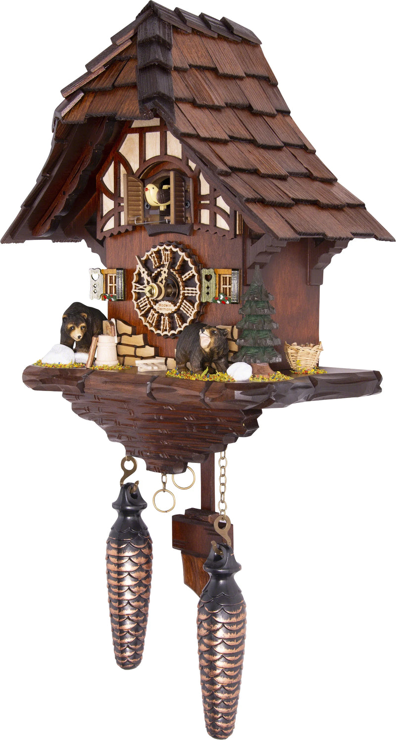 KU4201QM - Quartz Musical Chalet with Bears & Tree