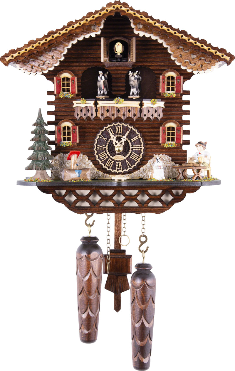 KU4209QMT - Quartz Musical Chalet with Beer Drinker & Dog