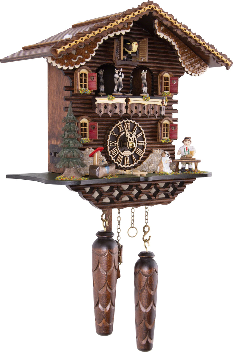 KU4209QMT - Quartz Musical Chalet with Beer Drinker & Dog