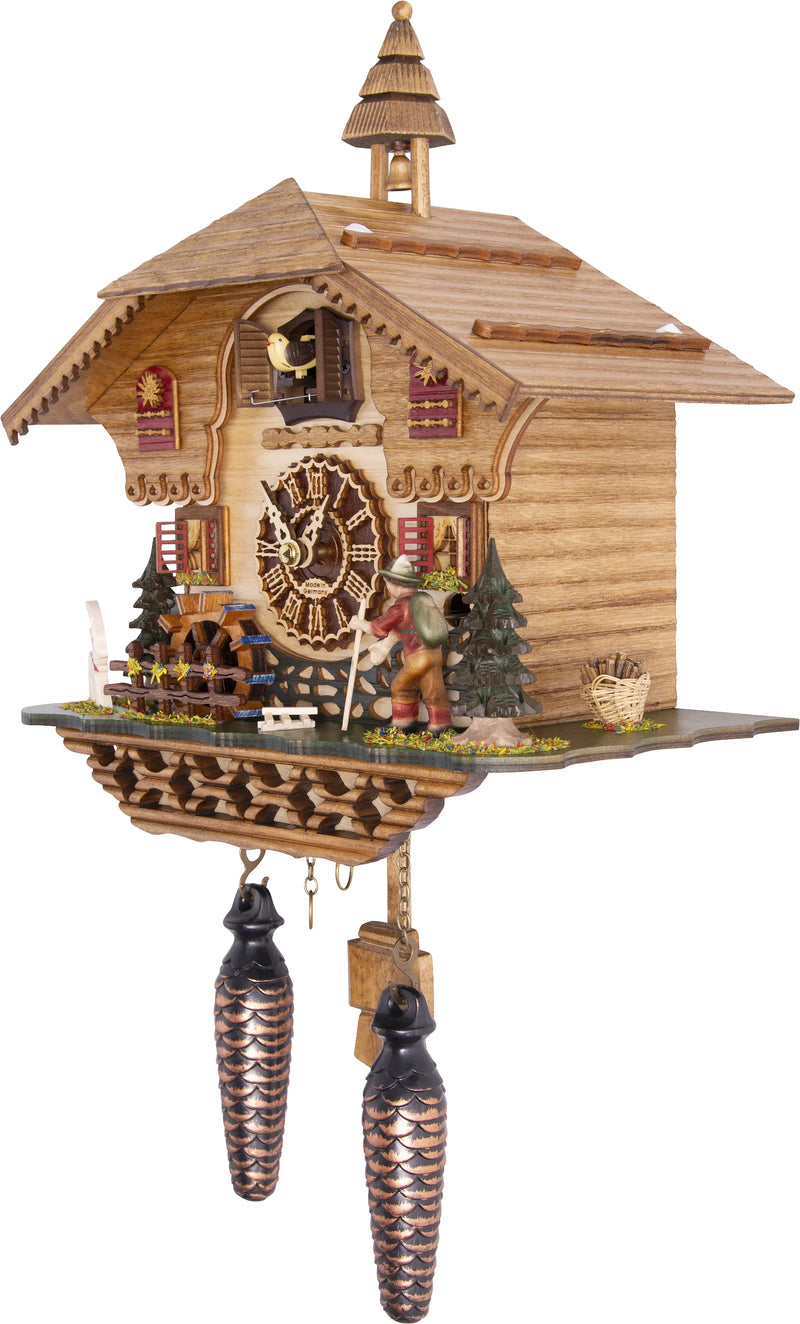 KU4216QM - Quartz Musical Cuckoo with Boy, Deer & Turning Waterwheel