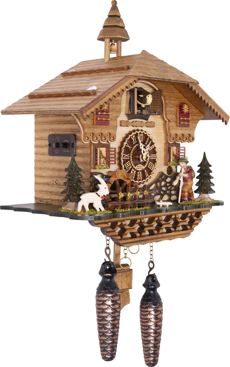 KU4216QM - Quartz Musical Cuckoo with Boy, Deer & Turning Waterwheel