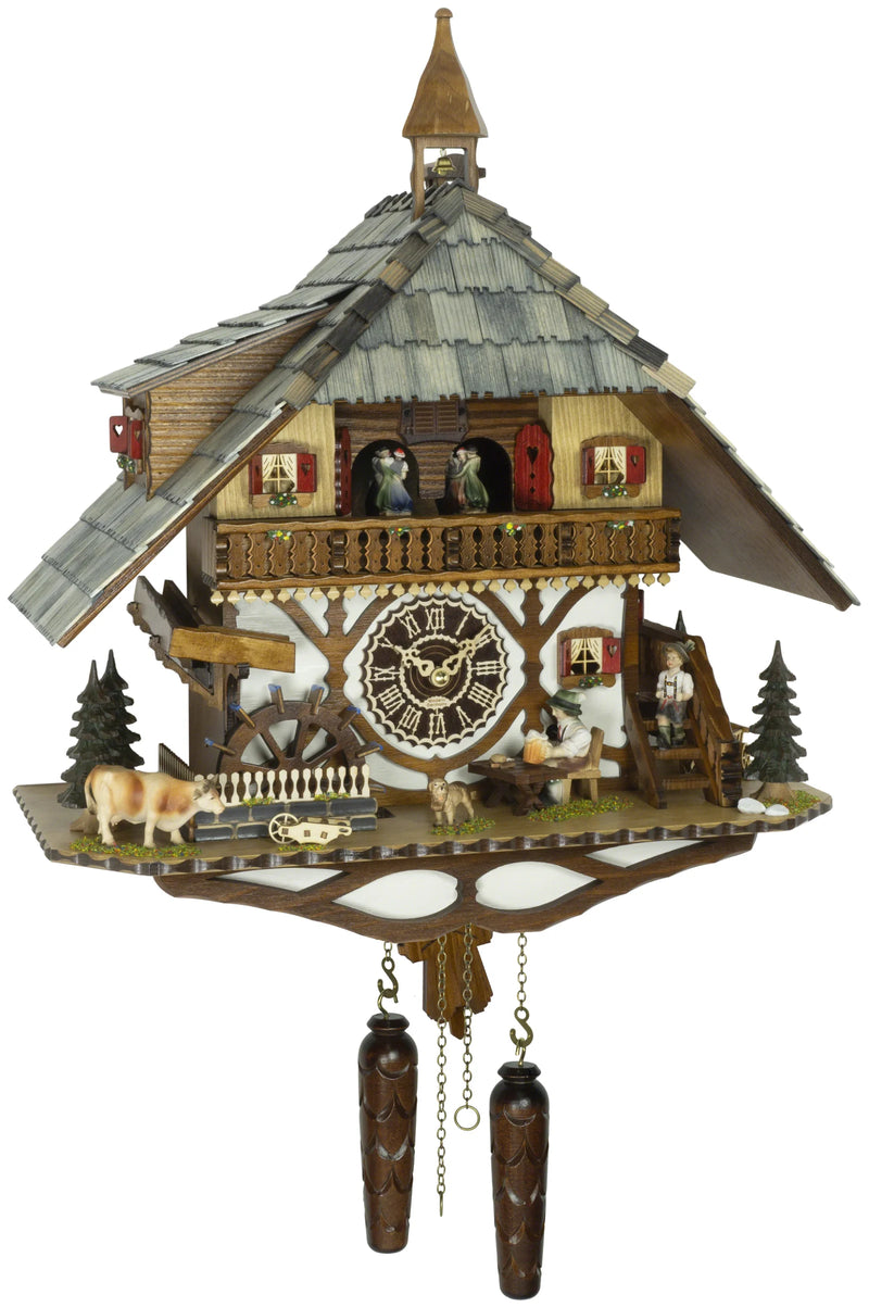 KU4265QMT - Quartz Musical Chalet with Animated Beer Drinker & Waterwheel