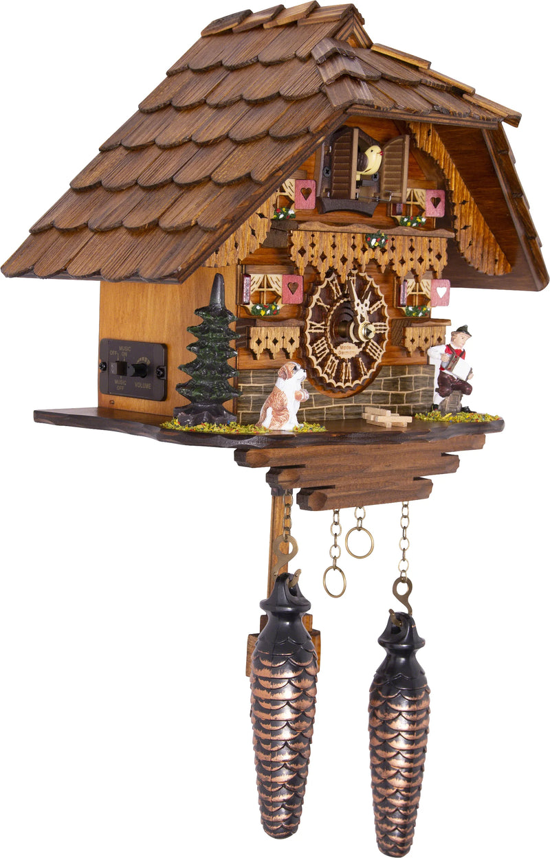 KU459QM - Quartz Musical Cuckoo Clock with Dog & Musician