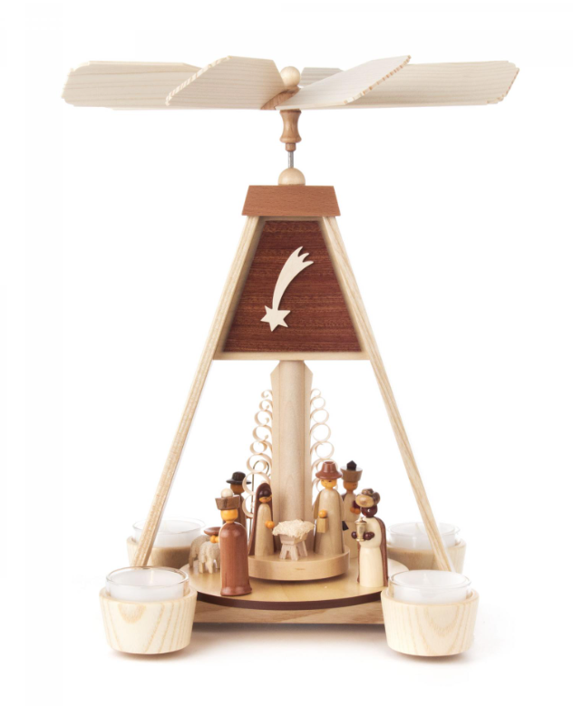 085/003NT - Pyramid with Nativity Scene & Shooting Star (Tealights)