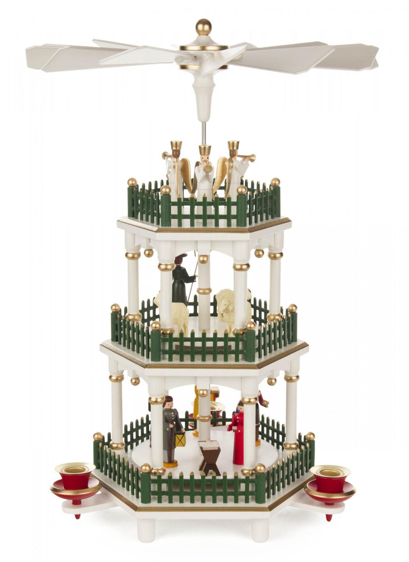 085/059 - Pyramid - 3 Tiered Traditional German Nativity Story Pyramid (14mm Candles)