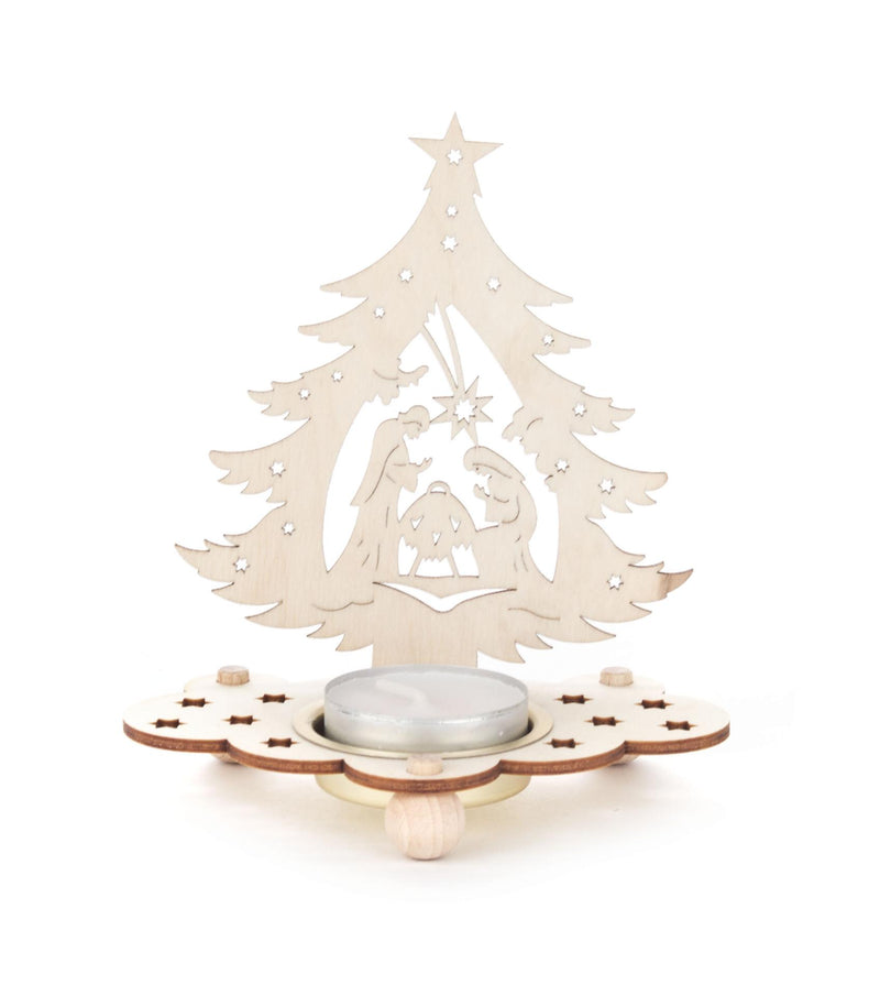 201/229 - Tealight Holder with Christmas Tree & Nativity Scene