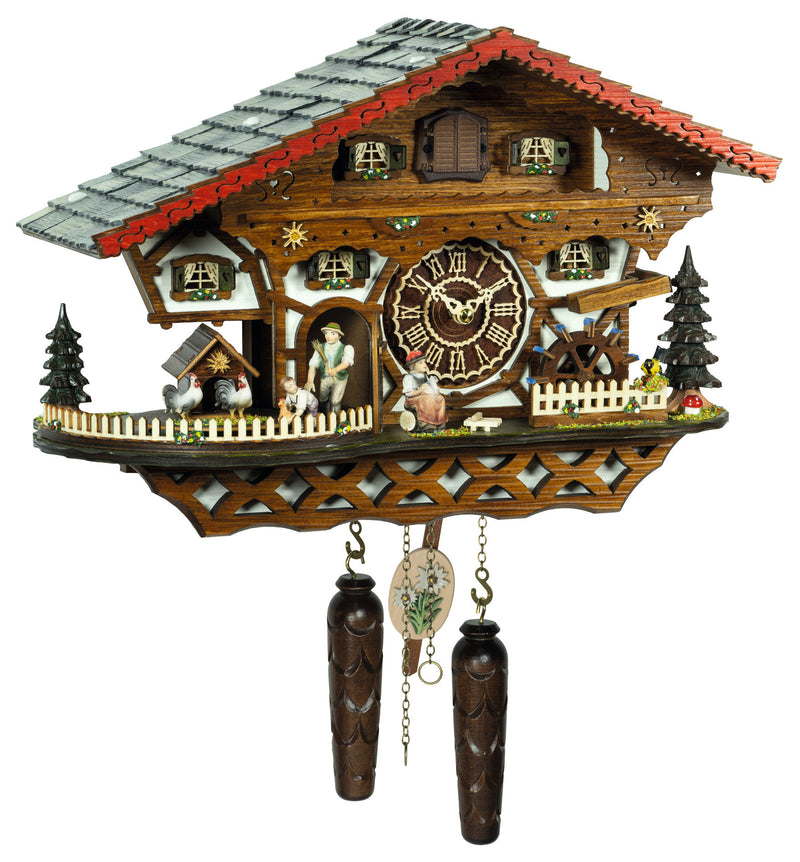 KU4246QMT - Quartz Musical Chalet w/ Man Chasing Boy on Farm