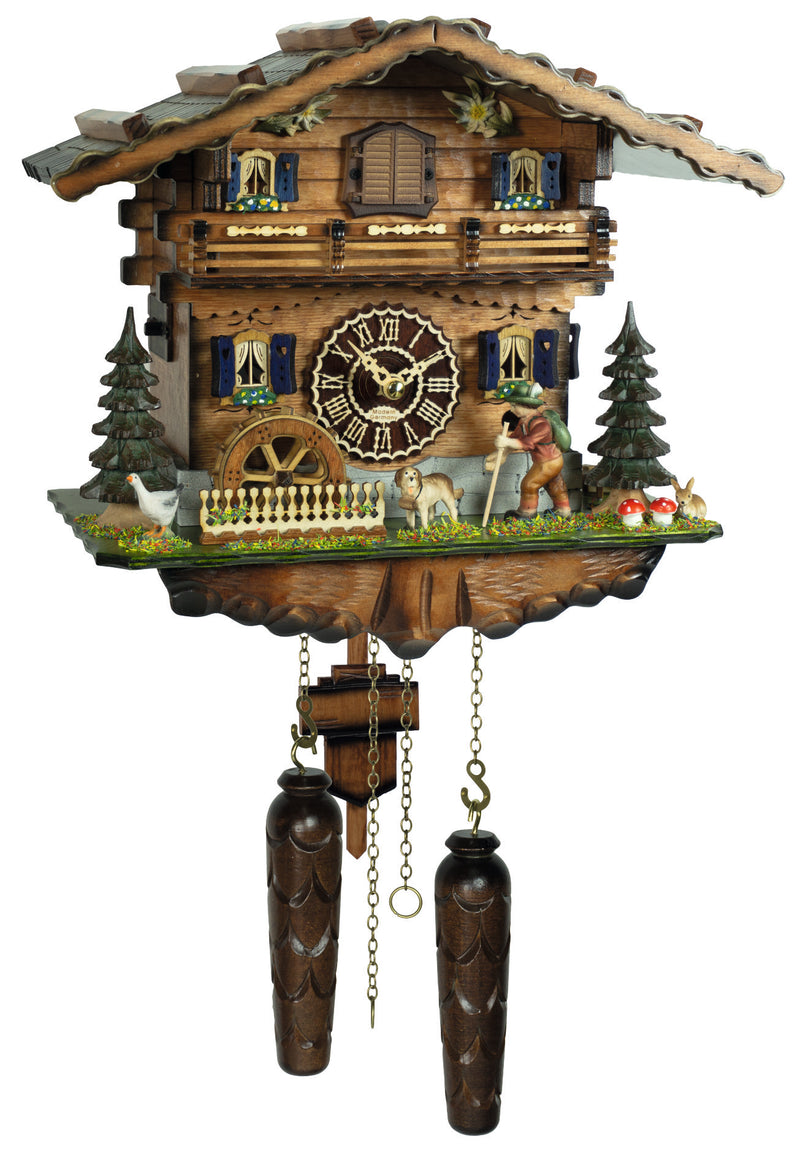 KU4280QM - Quartz Musical Chalet with Hiker & Waterwheel