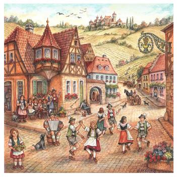 MT-1024 - Village Dancers Tile Magnet