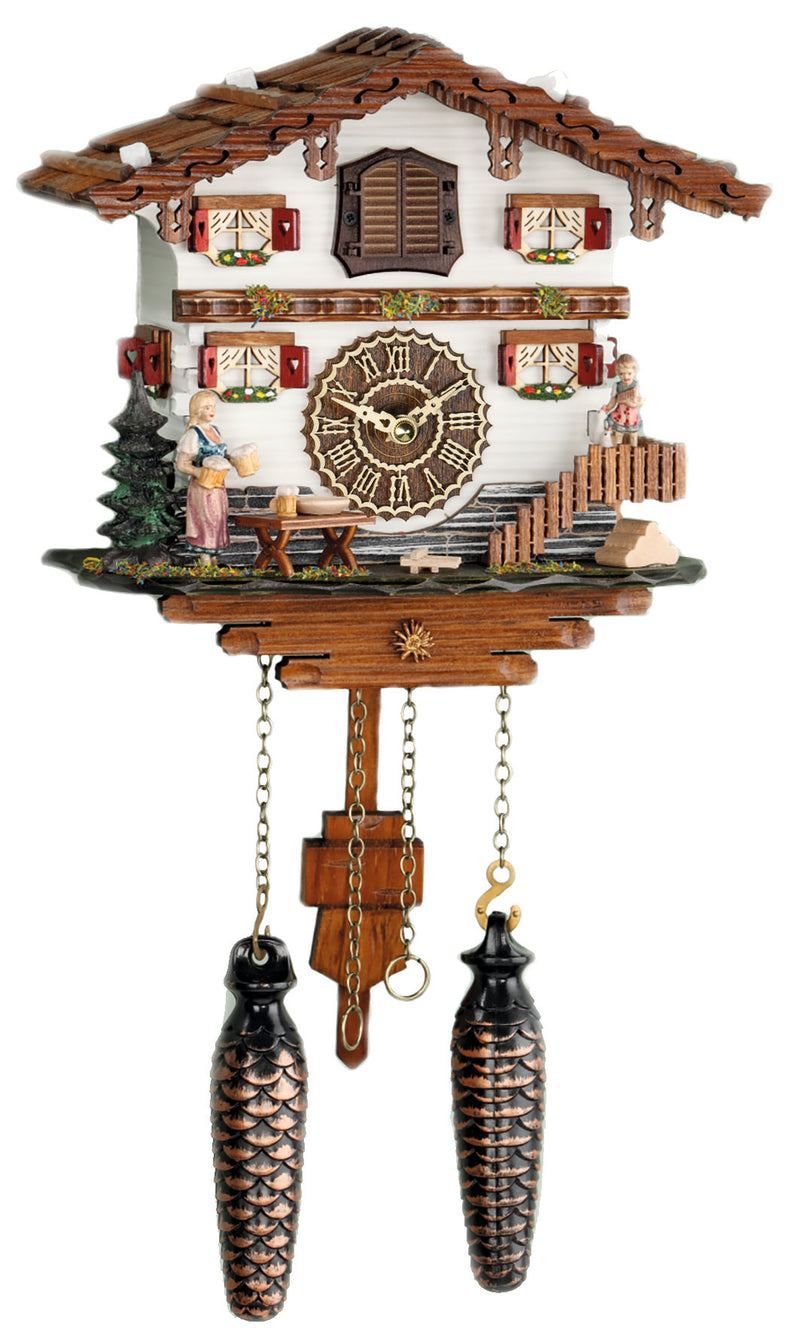 KU485QM - Quartz Musical Chalet with Waitress Carrying Steins