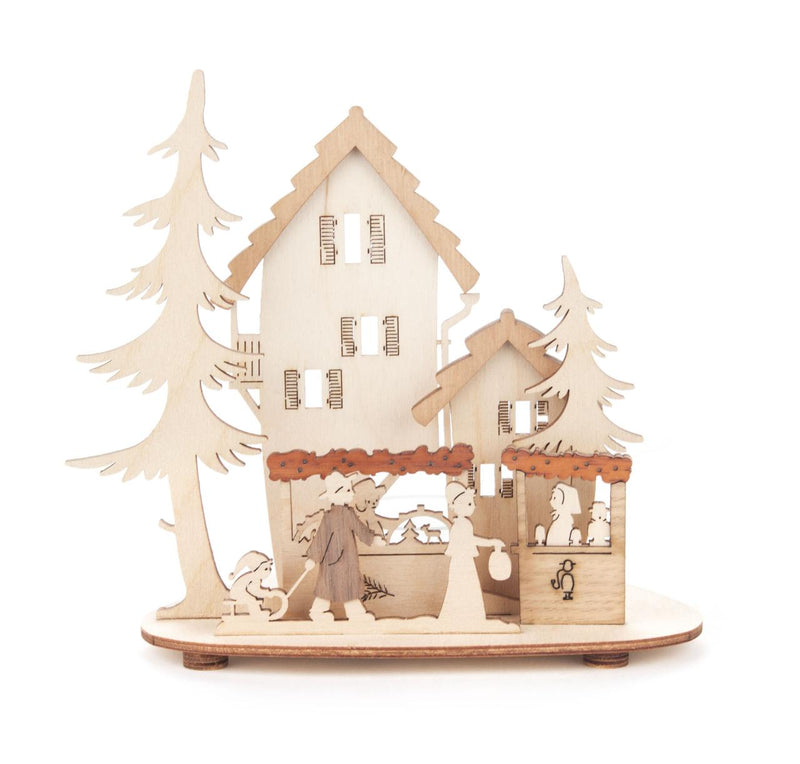 201/255 - Tealight Holder with Christmas Market Scene