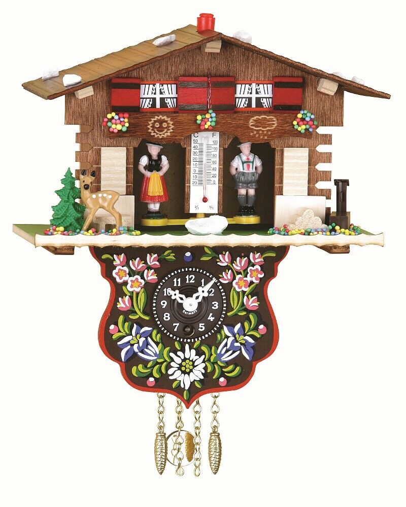 807P - Novelty Key Wind Clock & Weather House