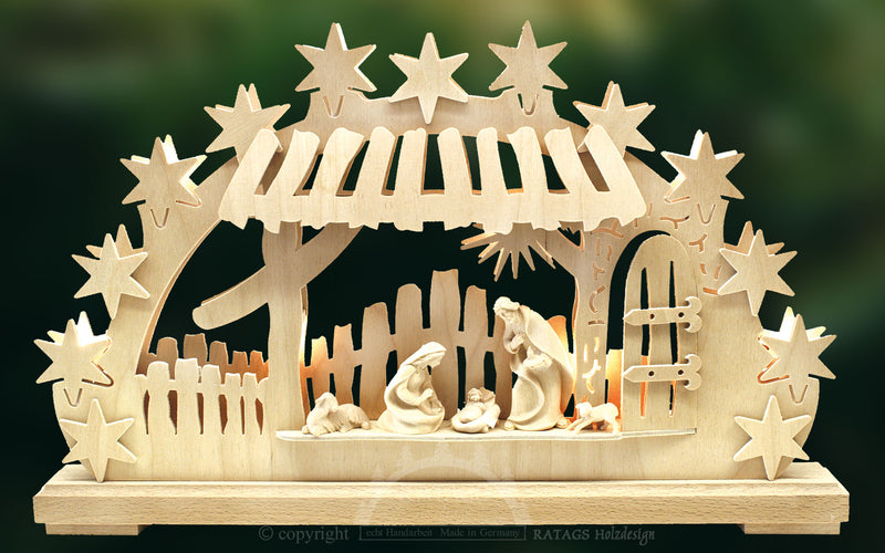 D9990-220 - Schwibbogen with Nativity Scene in Manger