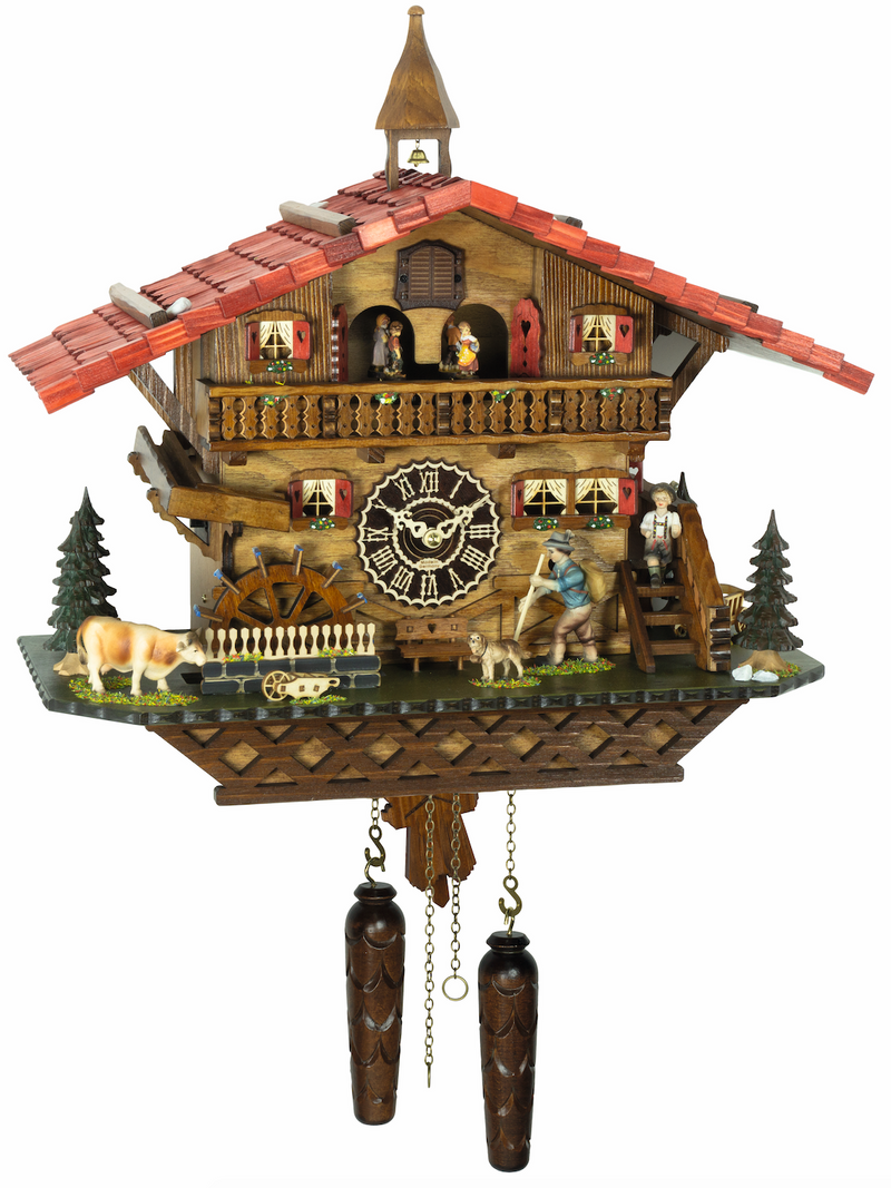 KU4267QMT - Quartz Musical Chalet with Animated Hiker & Waterwheel