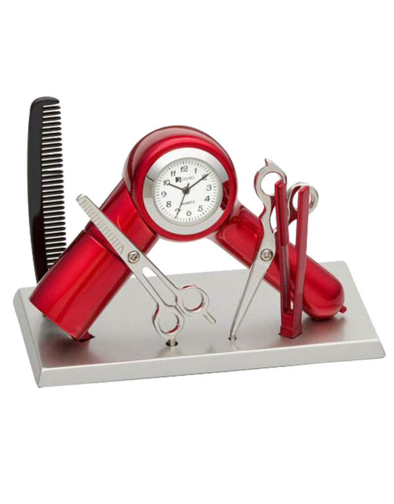 CK365RD - Hair Stylist Mini Clock Red