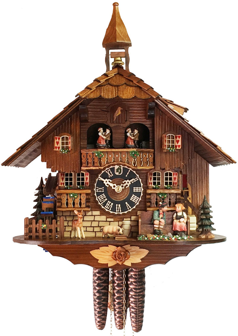 KU638M - 1 Day Musical Kissing Couple Chalet Cuckoo Clock