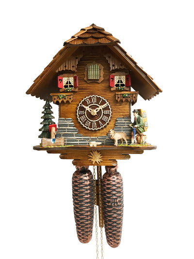 KU8501-8 Day Chalet Cuckoo with Clock Peddler and Dog